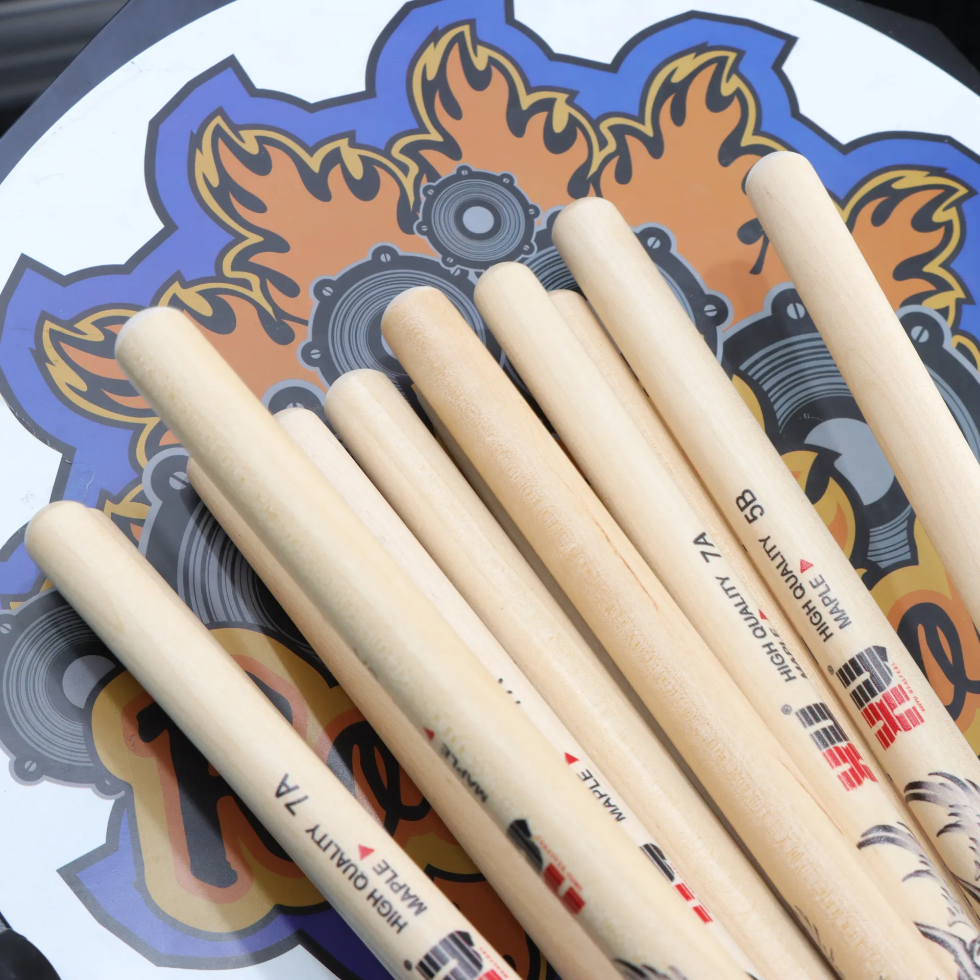 Premium Maple Wood Drum Sticks 5A 7A 5B - Durable, Lightweight, Ergonomic Design for All Drummers thumbnail 4