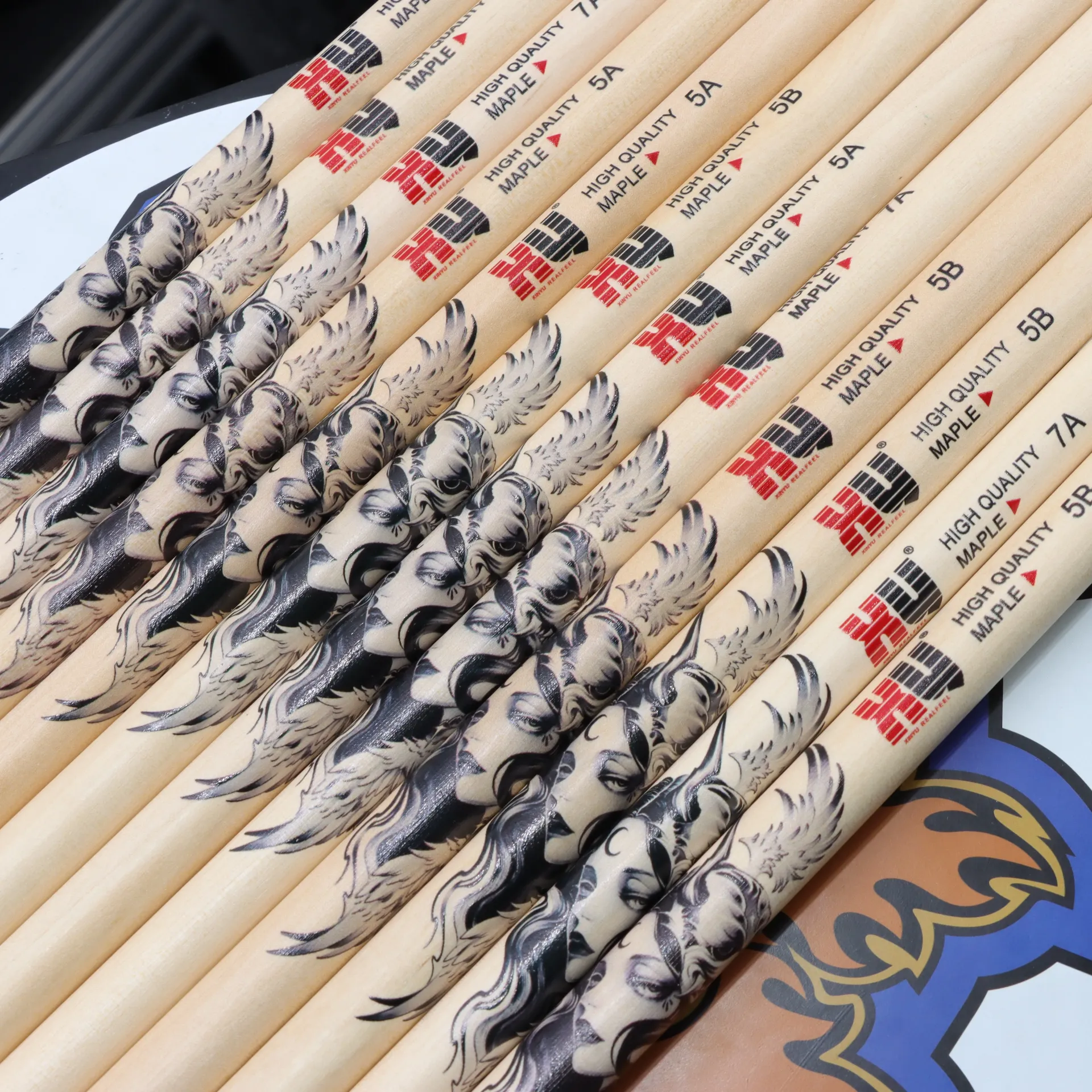 Premium Maple Wood Drum Sticks 5A 7A 5B - Durable, Lightweight, Ergonomic Design for All Drummers thumbnail 2