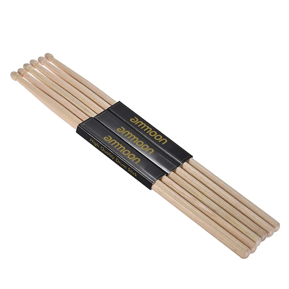 Ammoon 5A/7A Wooden Drumsticks Set - 3 or 12 Pairs of Fraxinus Mandshurica Wood Drum Sticks for Beginners & Professionals, Smooth Finish, Balanced Response for Jazz, Rock, and Practice showcase 14