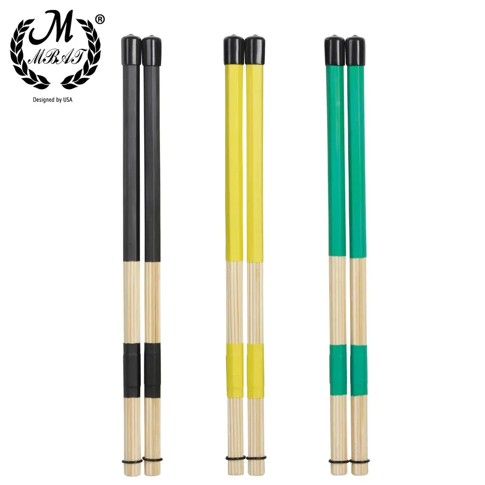 M MBAT 40CM Bamboo Drum Brushes Sticks with 19 Rods - Lightweight, Low Volume Percussion Accessories for Jazz, Folk Music - Durable & Protective thumbnail 2