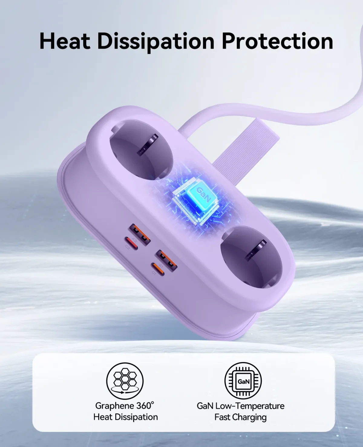 ORICO 65W GaN Travel Power Strip: 6-in-1 Fast Charging Station with 2 AC, 2 USB-A, 2 USB-C Ports, EU Plug Adapter for Home & Business Travel showcase 5