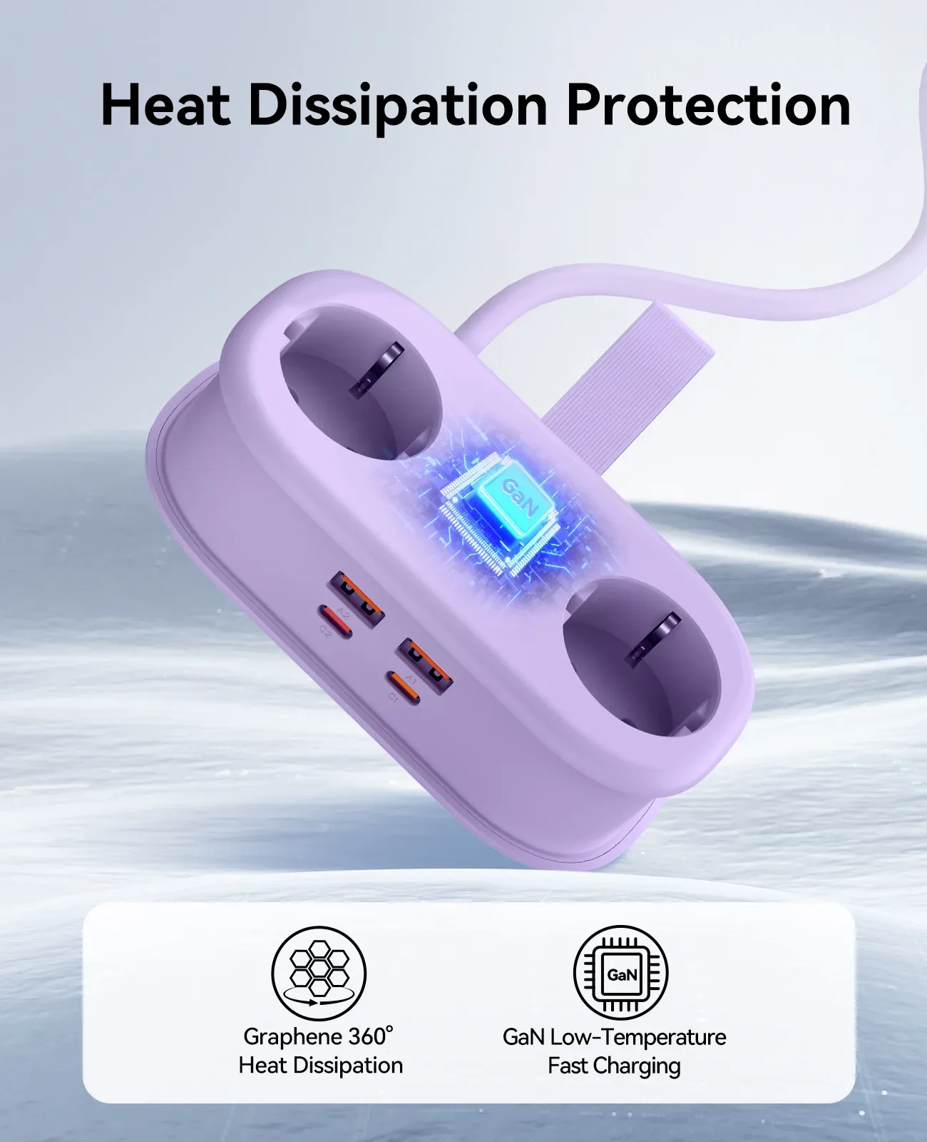 ORICO 65W GaN Travel Power Strip: 6-in-1 Fast Charging Station with 2 AC, 2 USB-A, 2 USB-C Ports, EU Plug Adapter for Home & Business Travel thumbnail 6