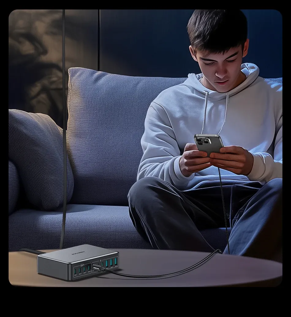 Rocoren 400W GaN Fast Charger Desktop Power Station, 10-Port USB-C PD & USB-A Charger for MacBook Pro, iPhone 16/17 Pro Max, Laptops, Tablets, Fast Charging Hub showcase 22