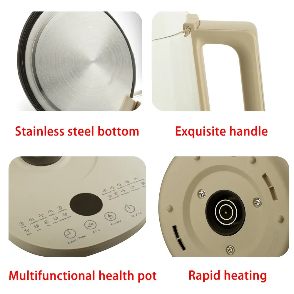 1.5L Electric Glass Kettle Health Preserving Pot - Multifunctional Smart Kettle for Tea & Coffee, Automatic Kitchen Appliance thumbnail 4