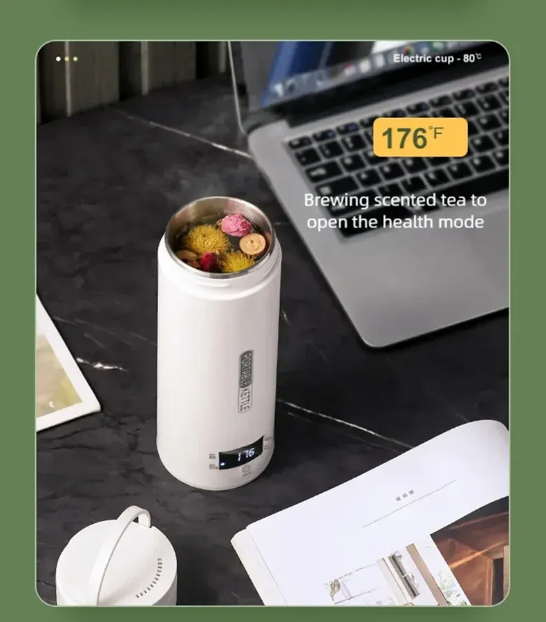 JFBONIN Portable Electric Kettle 500ml Travel Water Boiler - Fast Heating, Anti-Scald, English Menu, Celsius Display for Tea & Coffee showcase 7