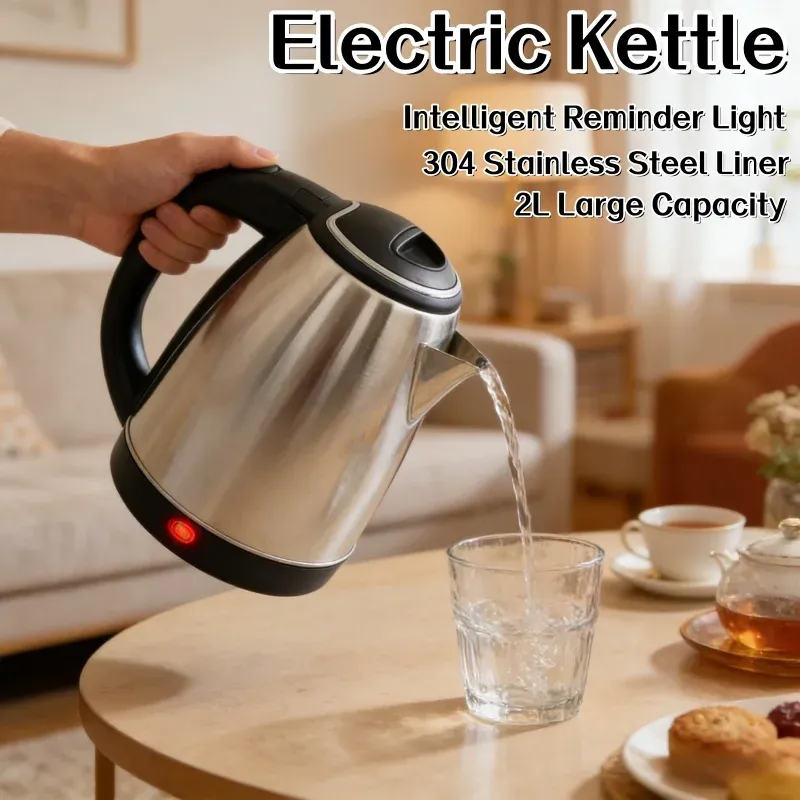 Smart Electric Kettle 2L Stainless Steel Portable Water Boiler - Fast Heating, Auto Shut-off for Home, Office, Travel thumbnail 1