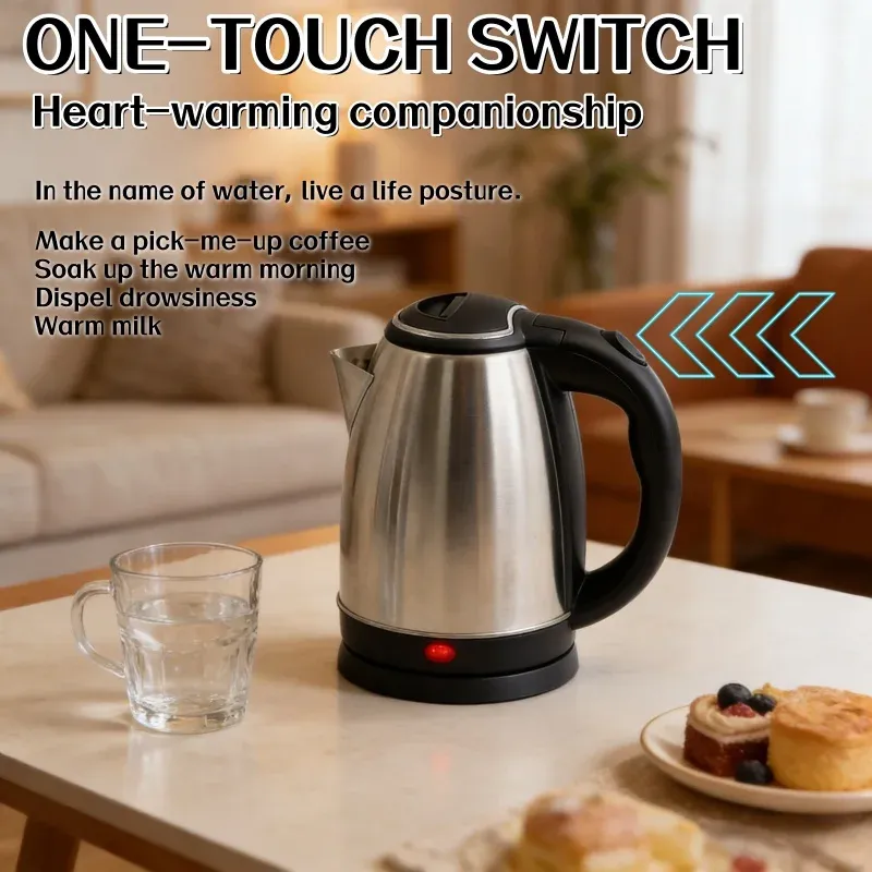 Smart Electric Kettle 2L Stainless Steel Portable Water Boiler - Fast Heating, Auto Shut-off for Home, Office, Travel thumbnail 4