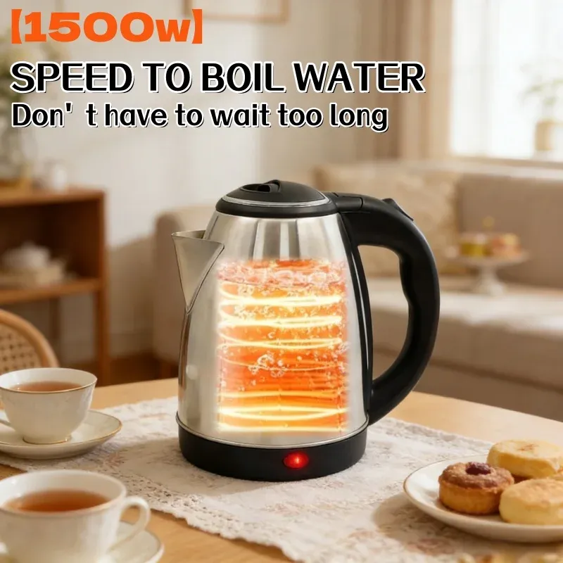 Smart Electric Kettle 2L Stainless Steel Portable Water Boiler - Fast Heating, Auto Shut-off for Home, Office, Travel thumbnail 2