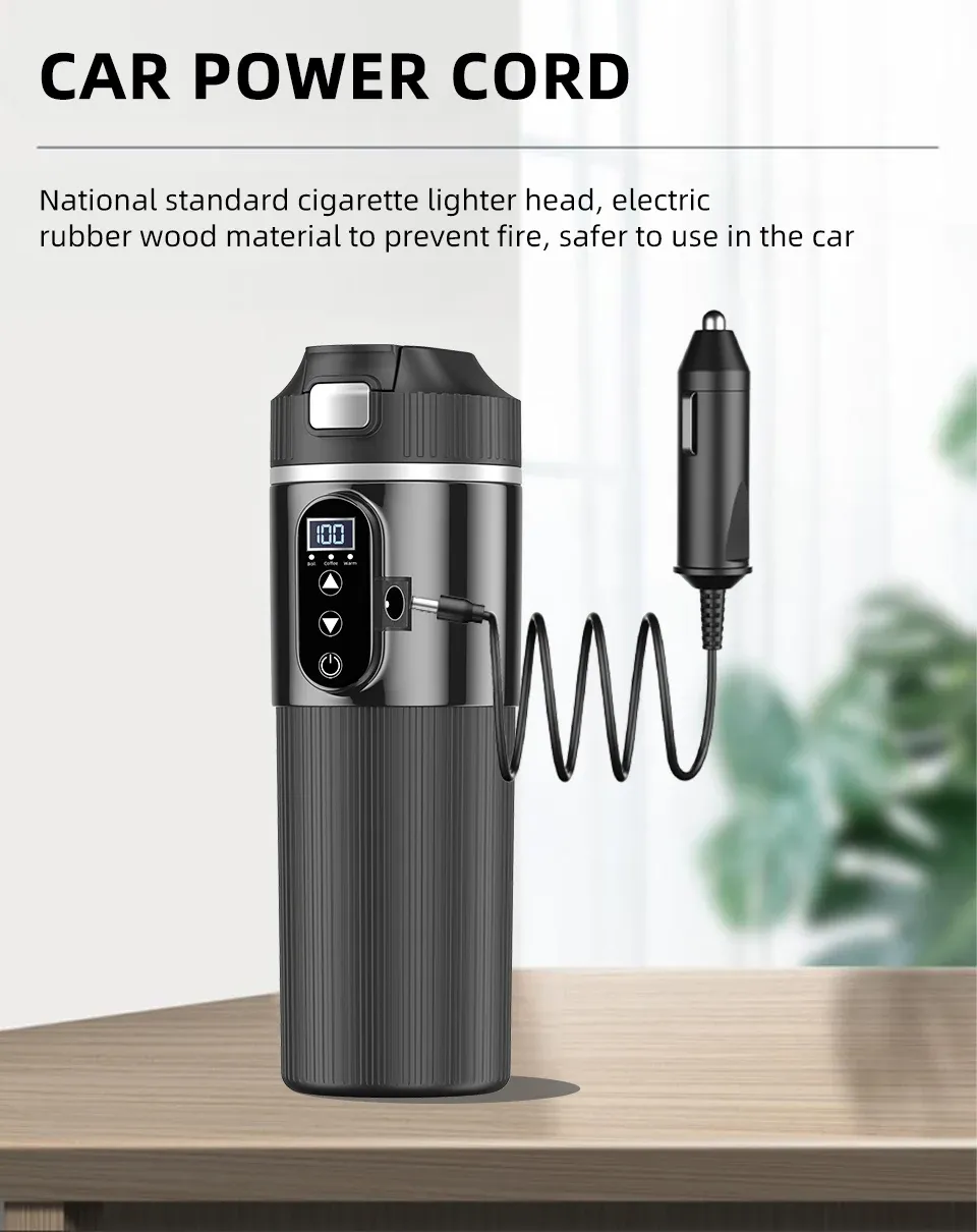 12V/24V 500ML Electric Heating Cup Kettle - 304 Stainless Steel Travel Water Heater Bottle with Auto Shut-Off, Fast Boiling for Car & Travel showcase 8