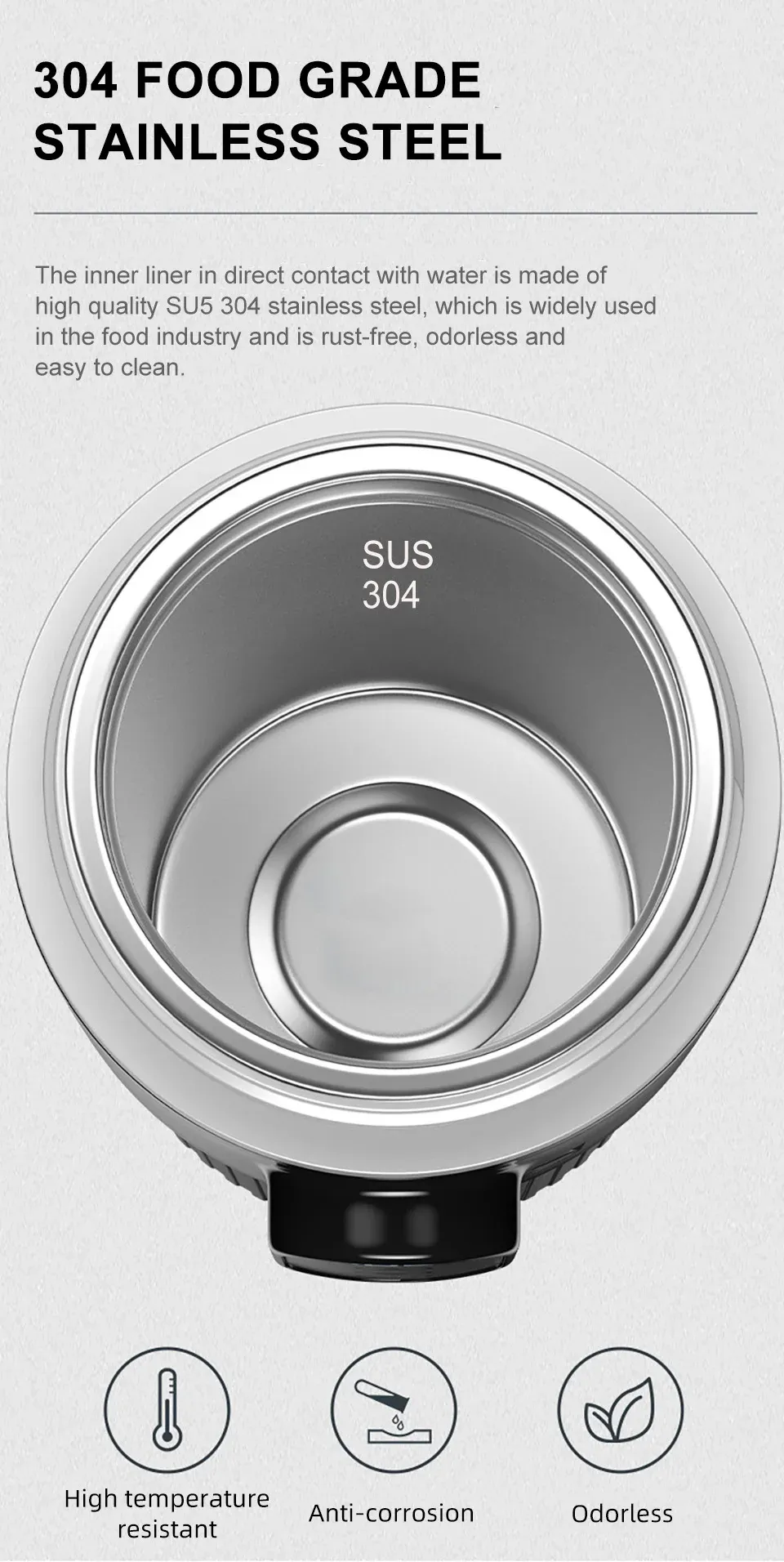 12V/24V 500ML Electric Heating Cup Kettle - 304 Stainless Steel Travel Water Heater Bottle with Auto Shut-Off, Fast Boiling for Car & Travel showcase 10