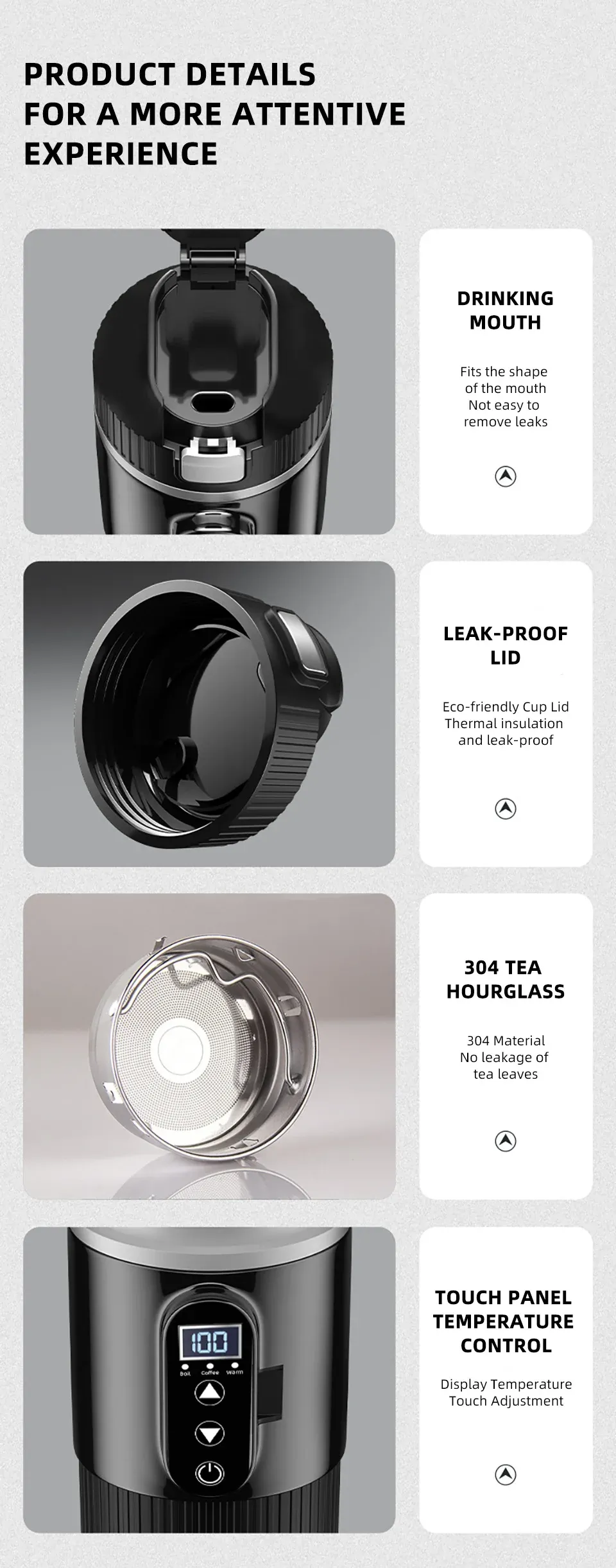 12V/24V 500ML Electric Heating Cup Kettle - 304 Stainless Steel Travel Water Heater Bottle with Auto Shut-Off, Fast Boiling for Car & Travel showcase 11