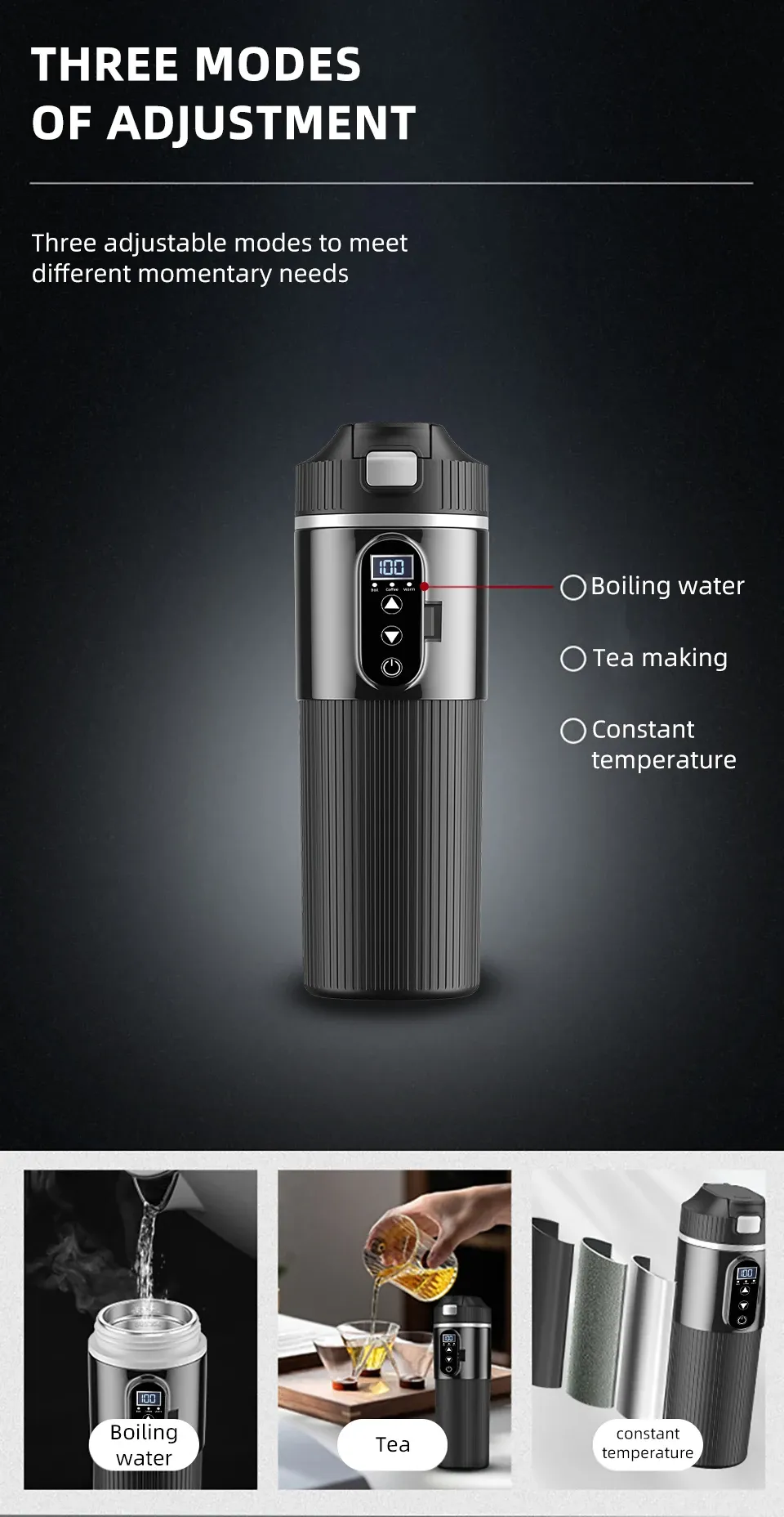 12V/24V 500ML Electric Heating Cup Kettle - 304 Stainless Steel Travel Water Heater Bottle with Auto Shut-Off, Fast Boiling for Car & Travel showcase 3