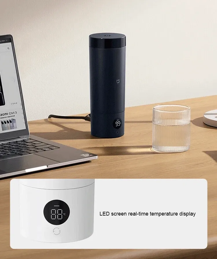 Xiaomi Mijia Portable Electric Kettle 2 - 350ml Smart Thermos Cup, Fast Water Boiler with 6 Temperature Settings, 300W, 12-Hour Keep Warm, 316L Stainless Steel, Travel Friendly, 110-220V Universal Voltage showcase 4