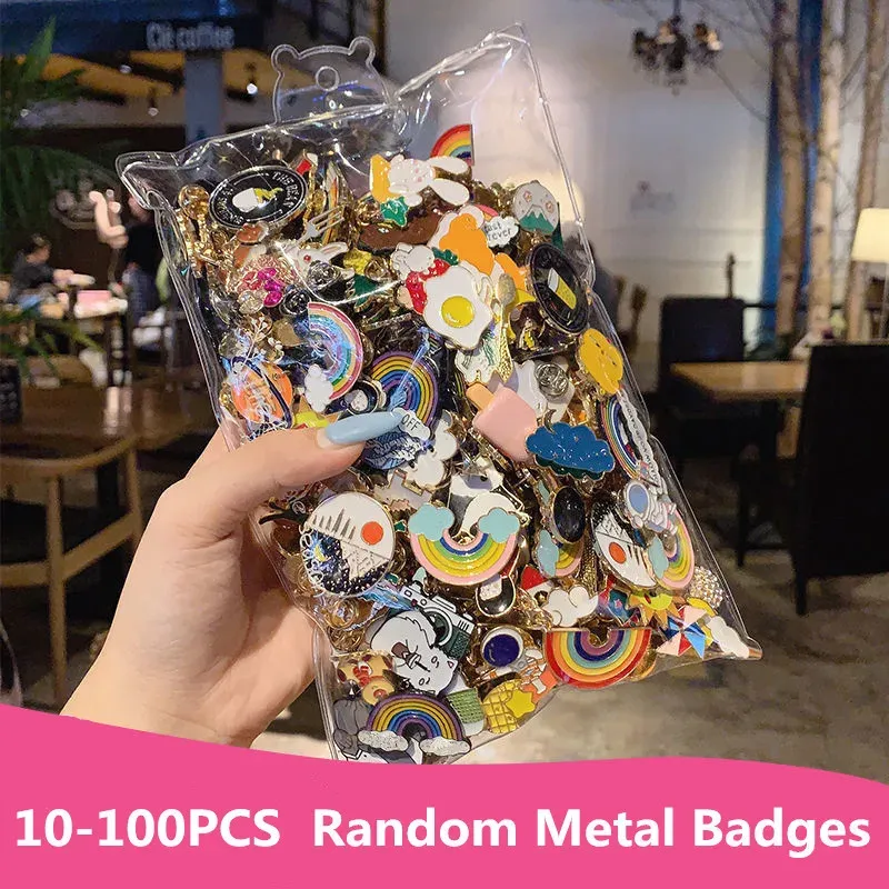 Cute Enamel Pins Set: Random Animal & Plant Metal Badges for Backpacks, Clothing, Hats, Bags - Fun Jewelry for Women & Kids