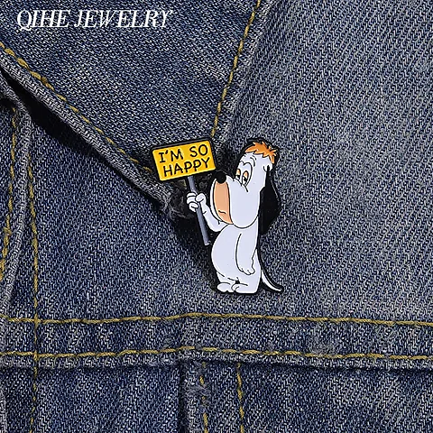 Cute Cartoon Dog Enamel Pins - Funny Animation Brooch Lapel Badge for Backpacks, Ideal Animal Jewelry Gift for Kids & Friends