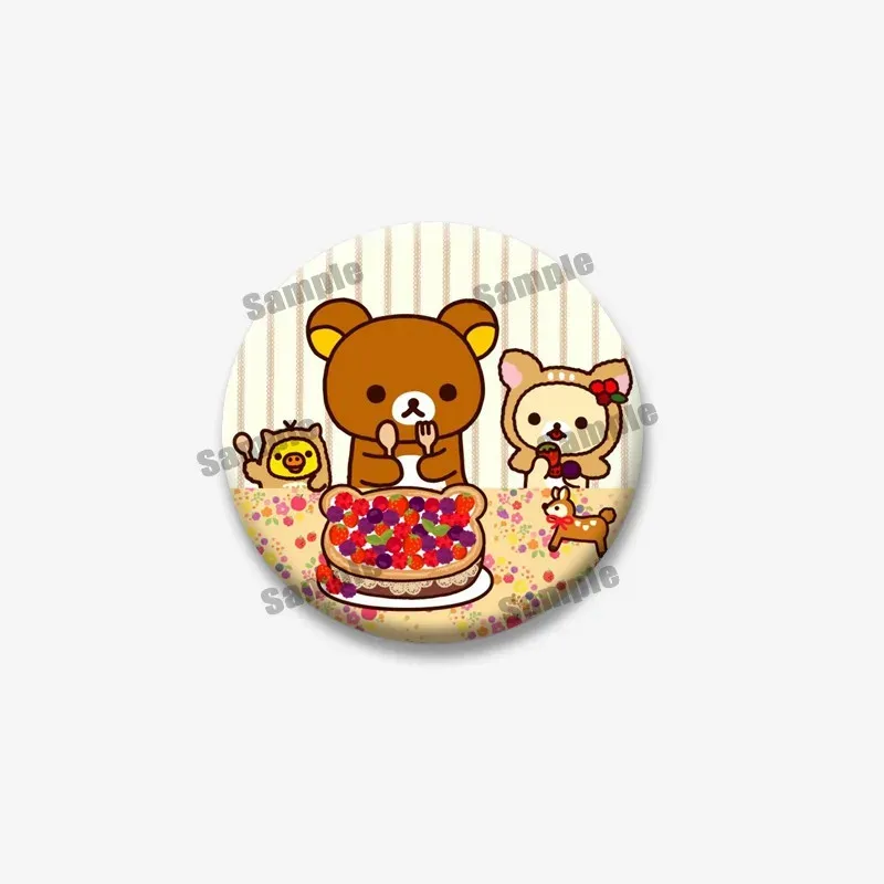 Cute Rilakkuma Bear Cartoon Button Pins Brooch Badge Accessory - 32mm/44mm/50mm/58mm Tinplate Coin Pins for Backpacks, Clothing, Collars - Fun Gifts for Kids & Friends showcase 14