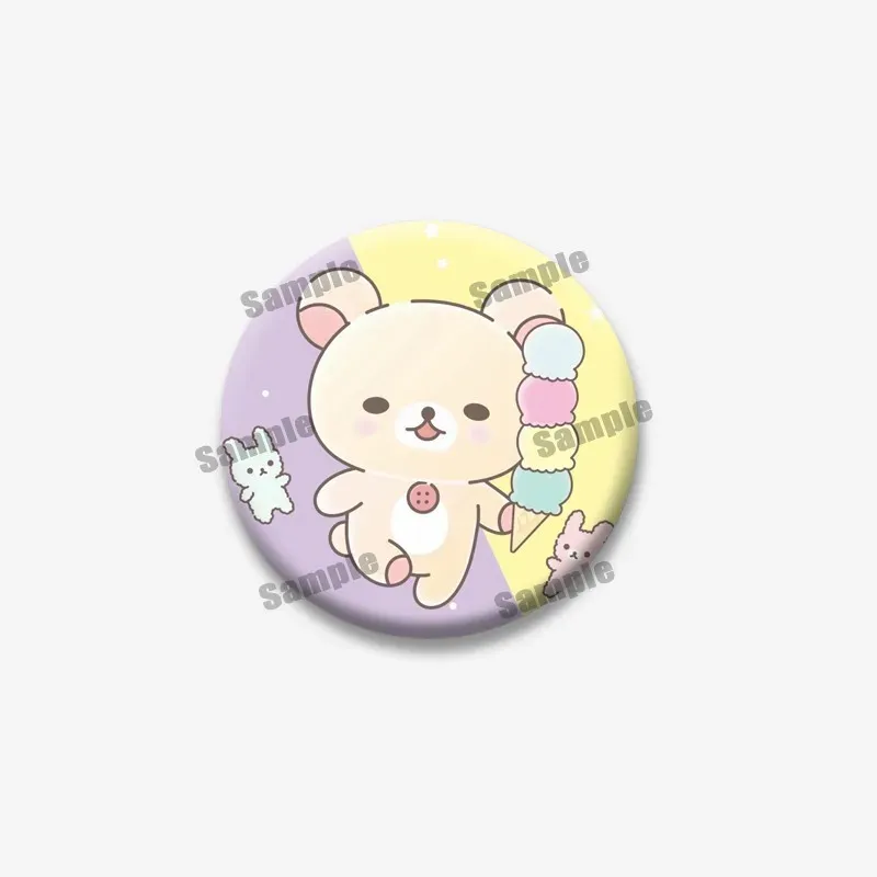 Cute Rilakkuma Bear Cartoon Button Pins Brooch Badge Accessory - 32mm/44mm/50mm/58mm Tinplate Coin Pins for Backpacks, Clothing, Collars - Fun Gifts for Kids & Friends showcase 15