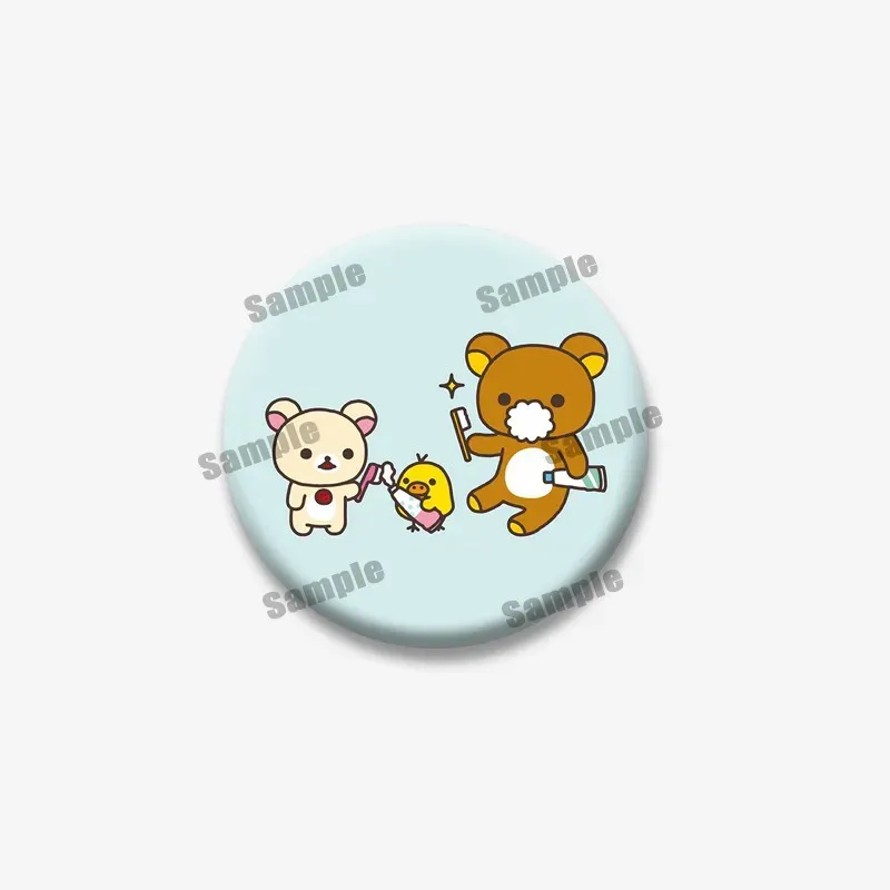 Cute Rilakkuma Bear Cartoon Button Pins Brooch Badge Accessory - 32mm/44mm/50mm/58mm Tinplate Coin Pins for Backpacks, Clothing, Collars - Fun Gifts for Kids & Friends showcase 8