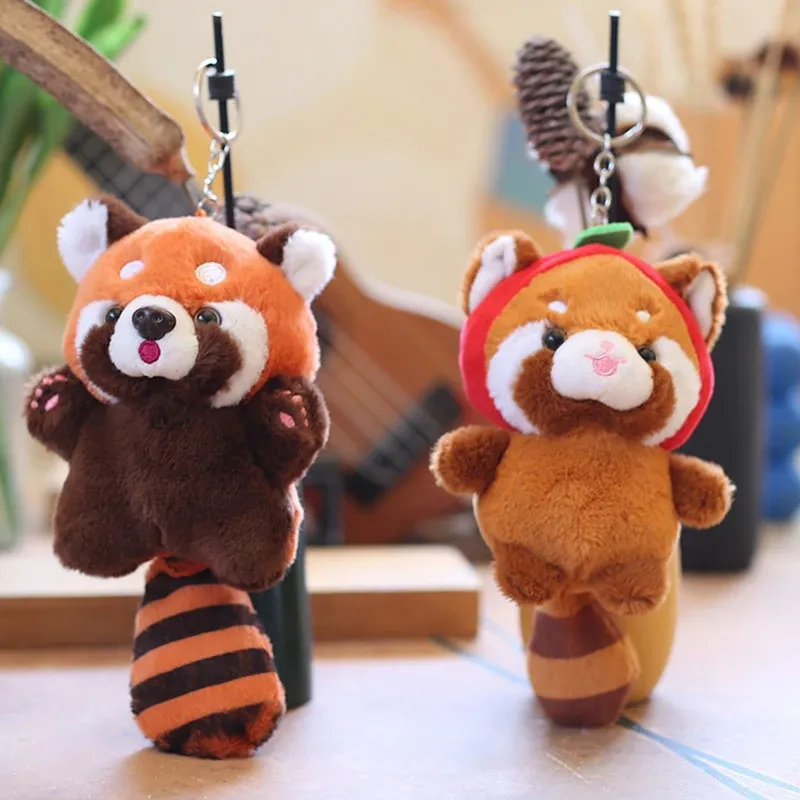 Cute Cartoon Red Panda Plush Toy Keychain Pendant - Soft Stuffed Animal Doll for Kids Backpack Decoration & Gifts showcase 1