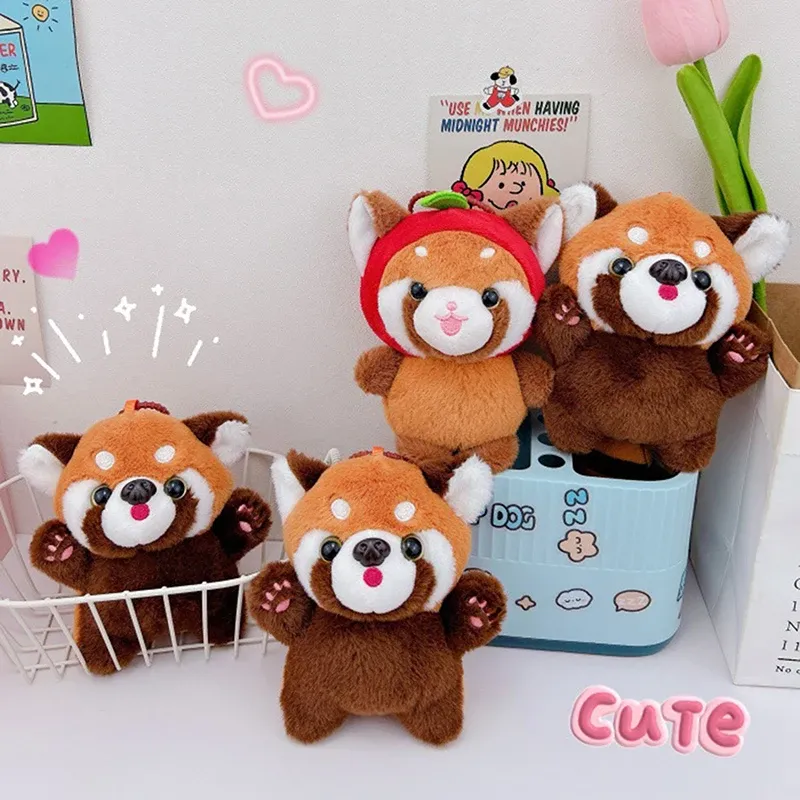 Cute Cartoon Red Panda Plush Toy Keychain Pendant - Soft Stuffed Animal Doll for Kids Backpack Decoration & Gifts showcase 3