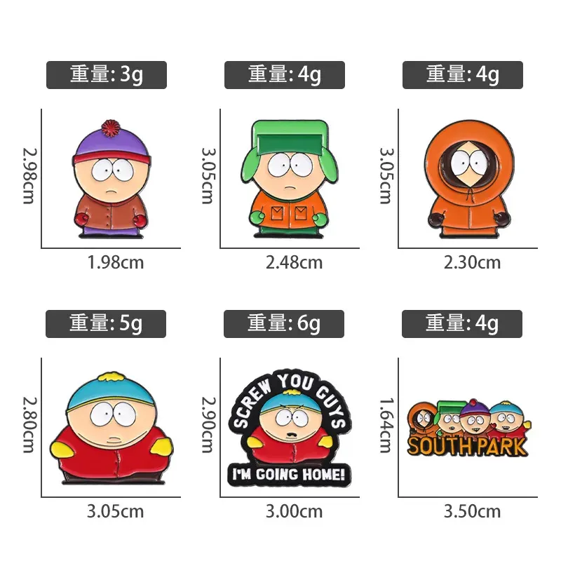 6PCS Cartoon Enamel Pins Set - Cute Metal Character Badges for Backpacks, Hats, Jewelry Gifts for Kids & Friends thumbnail 6