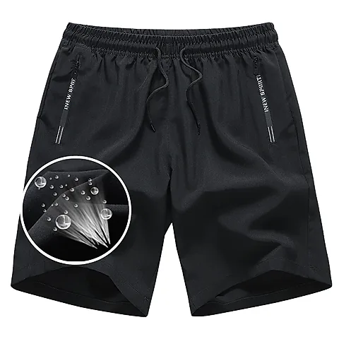 Men's Quick-Dry Running Shorts - Breathable Fitness Workout Gym Jogging Sports Pants with Zipper Pockets & Drawstring