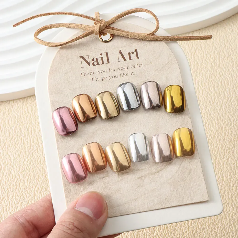 6pc Gold Metallic Mirror Glitter Nail Art Powder Set - Rose Gold, Silver, Pink Pigment for UV Gel Polish & Manicure Decoration showcase 5