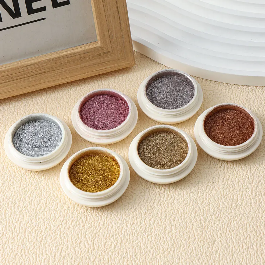 6pc Gold Metallic Mirror Glitter Nail Art Powder Set - Rose Gold, Silver, Pink Pigment for UV Gel Polish & Manicure Decoration showcase 7
