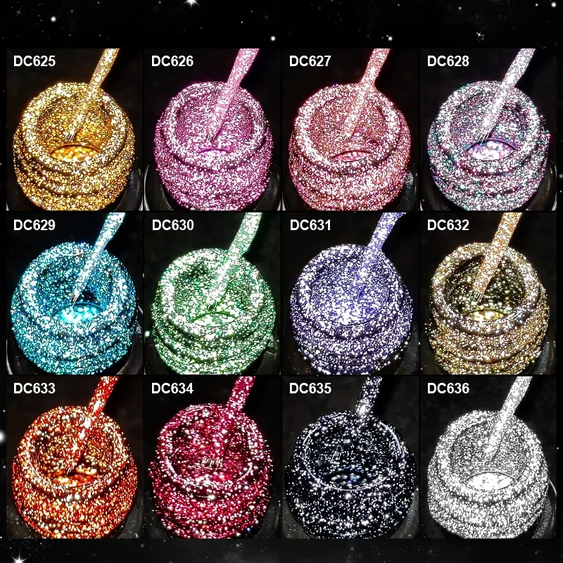 Mtssii 5ml Reflective Glitter Gel Nail Polish Set - 2/4/6pcs Pull Line Graffiti Painting Stripe DIY French Nails Design, Long-Lasting 3 Weeks, Professional Salon Quality for Manicures showcase 6
