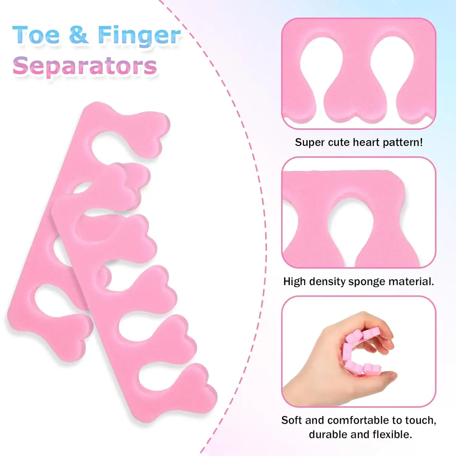 100PCS Soft EVA Sponge Toe Separators for Pedicure & Manicure - Comfortable Nail Art Finger Dividers for Professional Salons & Home Use thumbnail 2