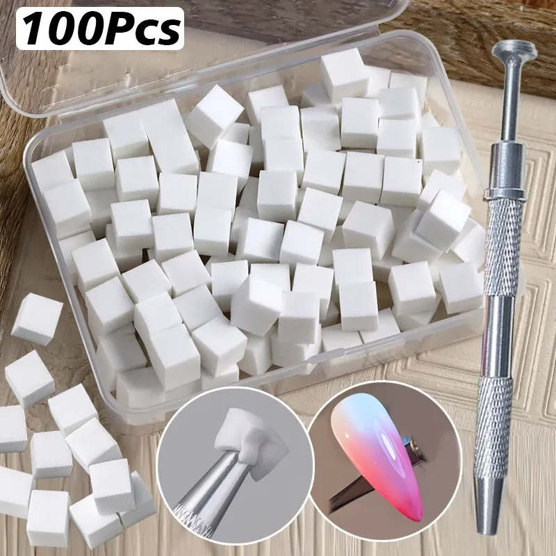 100/50Pcs Square Nail Art Sponge Set for Gradient Gel Polish DIY Design - Professional Manicure Tools for Home & Salon Use