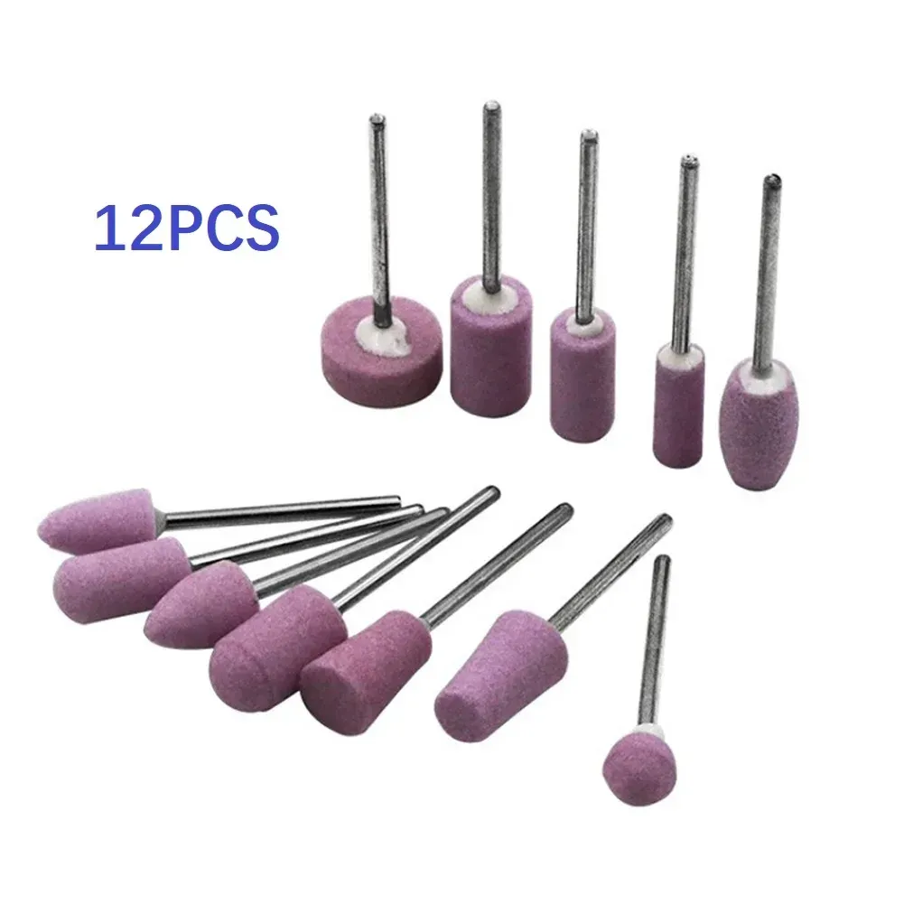 12Pcs Abrasive Polishing Mounted Stone Grinding Wheel Head Set for Rotary Tools, 2.35mm Shank Mini Drill Bits for Metal, Jade, Wood, Plastic thumbnail 1