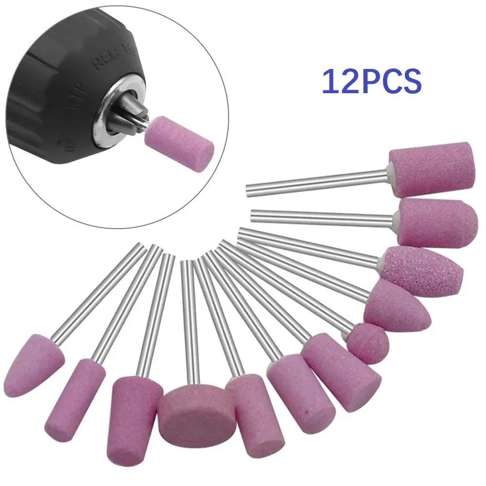 12Pcs Abrasive Polishing Mounted Stone Grinding Wheel Head Set for Rotary Tools, 2.35mm Shank Mini Drill Bits for Metal, Jade, Wood, Plastic showcase 1