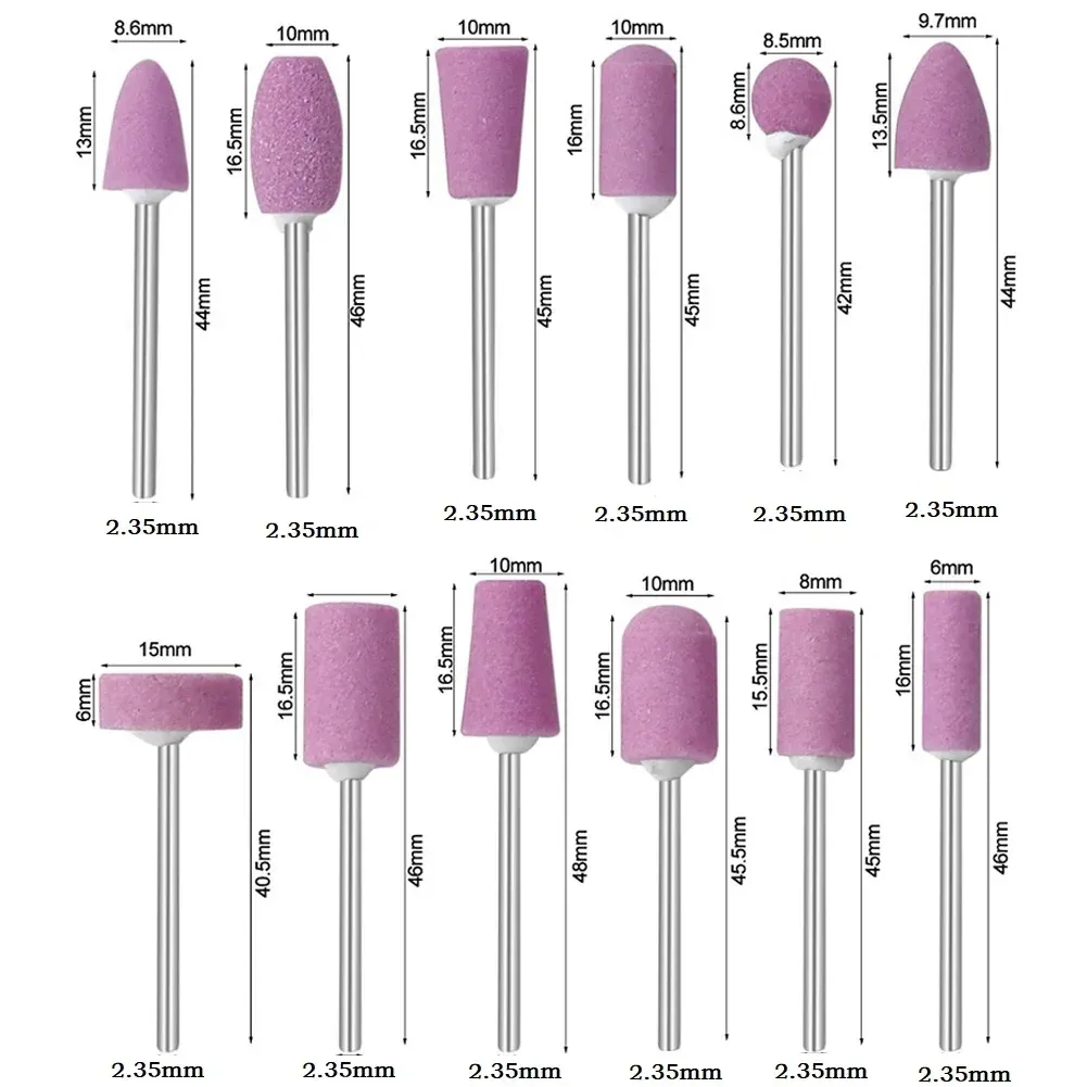 12Pcs Abrasive Polishing Mounted Stone Grinding Wheel Head Set for Rotary Tools, 2.35mm Shank Mini Drill Bits for Metal, Jade, Wood, Plastic showcase 7