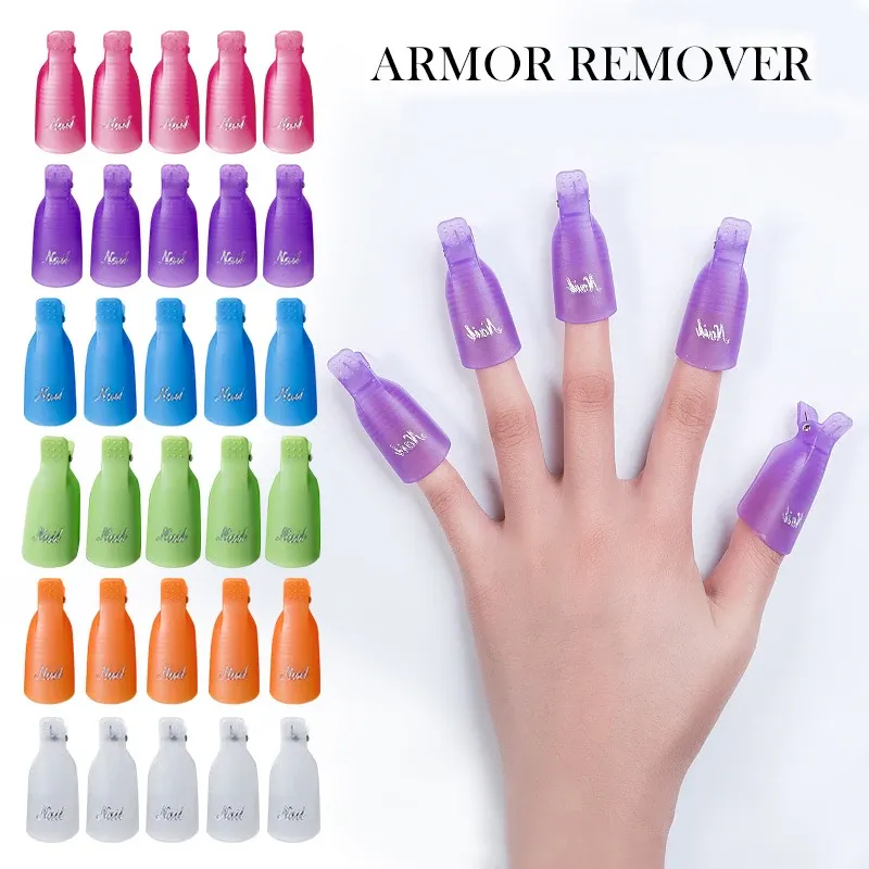 10 Pcs Colorful Acrylic Nail Art Soak Off Cap Clips for UV Gel Polish Removal - Reusable Manicure Tools for Easy Cleaning