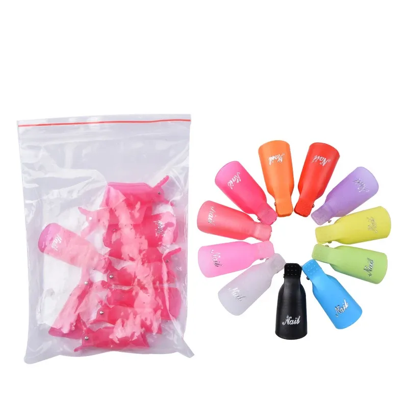 10 Pcs Colorful Acrylic Nail Art Soak Off Cap Clips for UV Gel Polish Removal - Reusable Manicure Tools for Easy Cleaning showcase 5