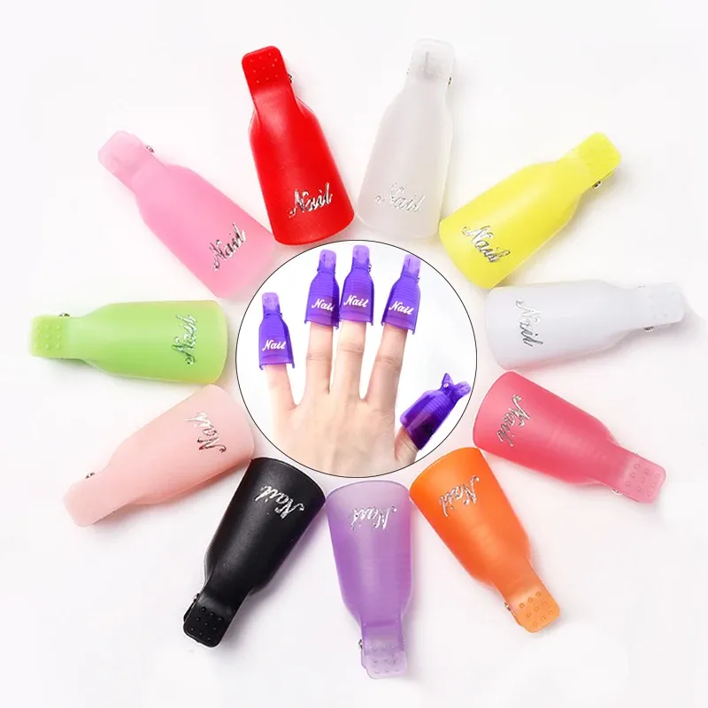 10 Pcs Colorful Acrylic Nail Art Soak Off Cap Clips for UV Gel Polish Removal - Reusable Manicure Tools for Easy Cleaning showcase 1
