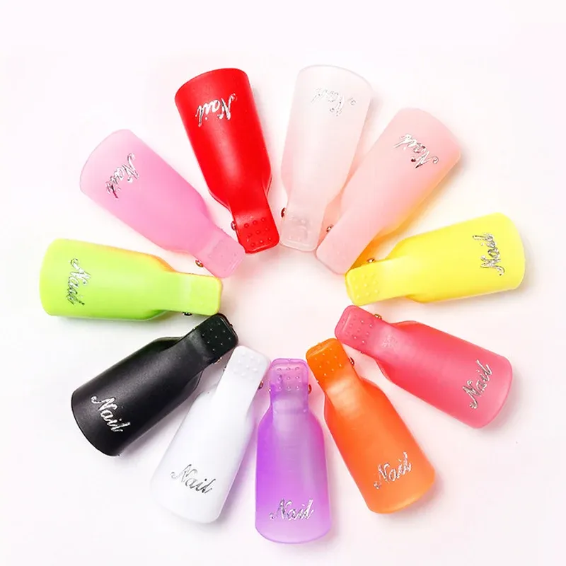 10 Pcs Colorful Acrylic Nail Art Soak Off Cap Clips for UV Gel Polish Removal - Reusable Manicure Tools for Easy Cleaning thumbnail 2