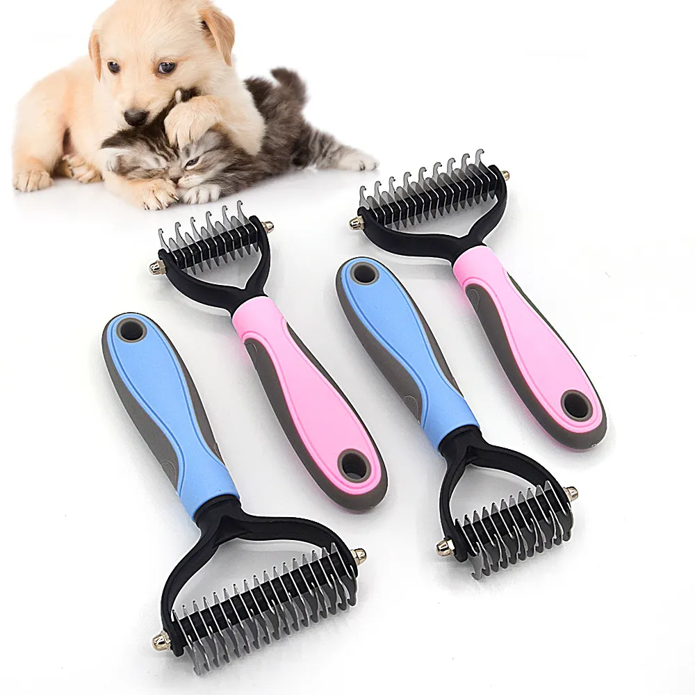 Professional Pet Deshedding Brush for Dogs & Cats - Removes Undercoat & Loose Hair, Detangles Knots, Gentle Grooming Tool for All Breeds, Essential Pet Supplies showcase 1