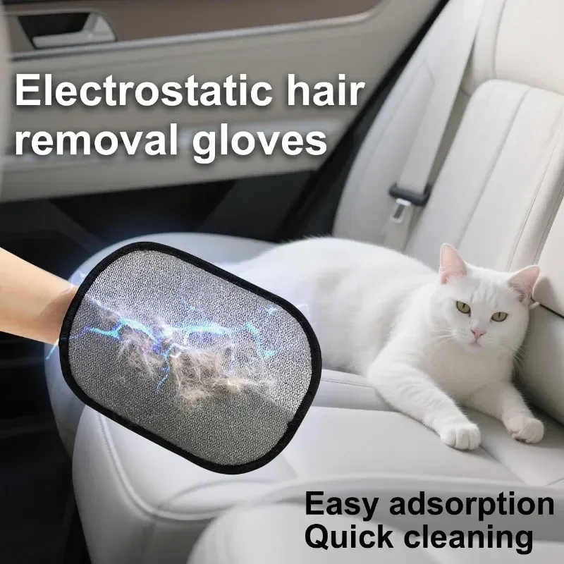 Pet Grooming Gloves for Cats & Dogs - Electrostatic Hair Removal Brush Mitt, Adhesive Comb for Shedding, Washing, and General Grooming - Essential Pet Supplies for Cleanliness thumbnail 4