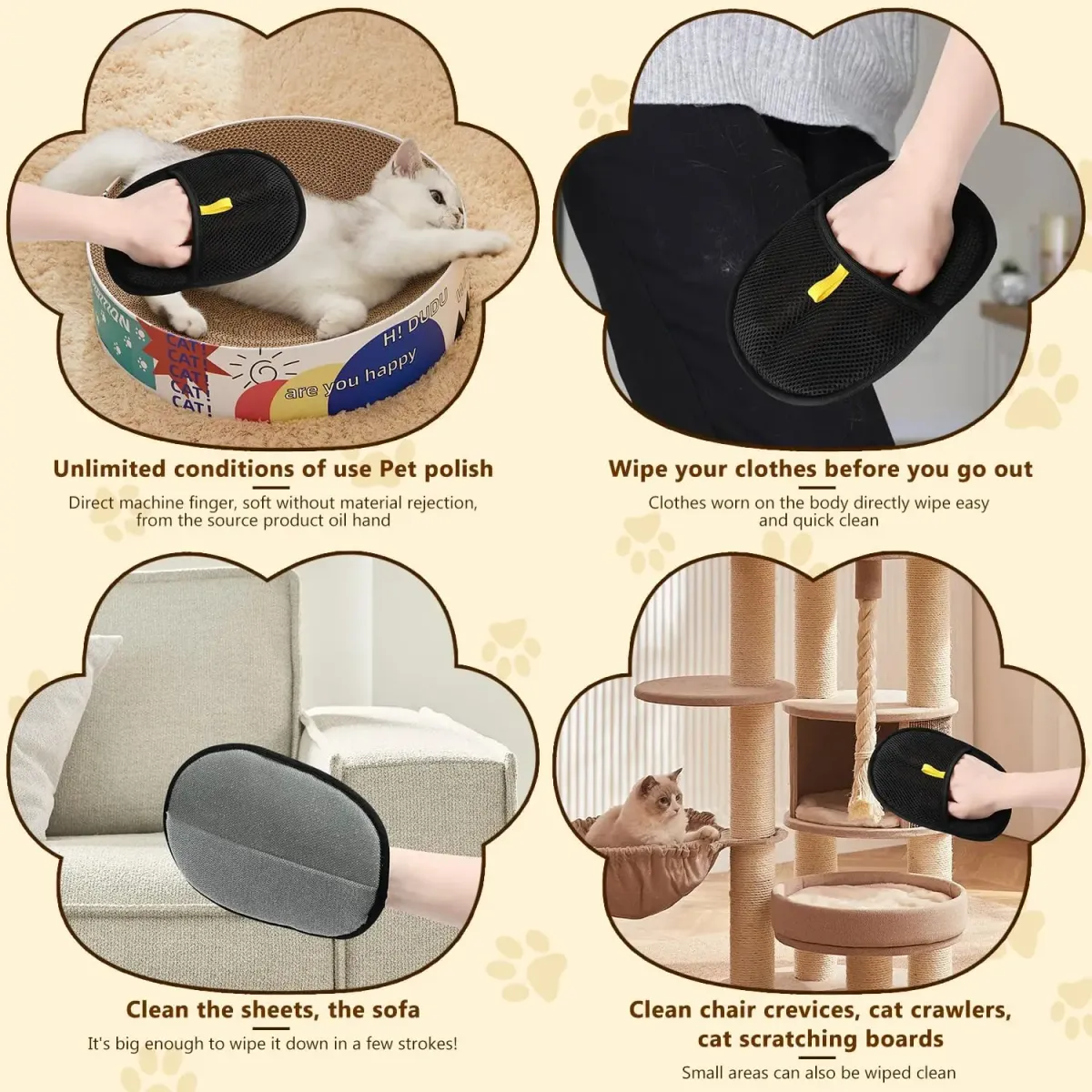 Reusable Electrostatic Pet Hair Removal Mitts - Cat & Dog Grooming Gloves for Furniture, Clothing & Car - Efficient Hair Collection Brush showcase 5