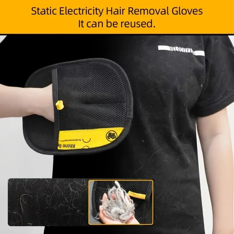 Pet Hair Removal Gloves - Dual-Action Grooming Brush & Home Cleaning Tool for Dogs & Cats, Reusable & Washable Deshedding Glove for Sofa, Carpet, Clothes, Upholstery showcase 4