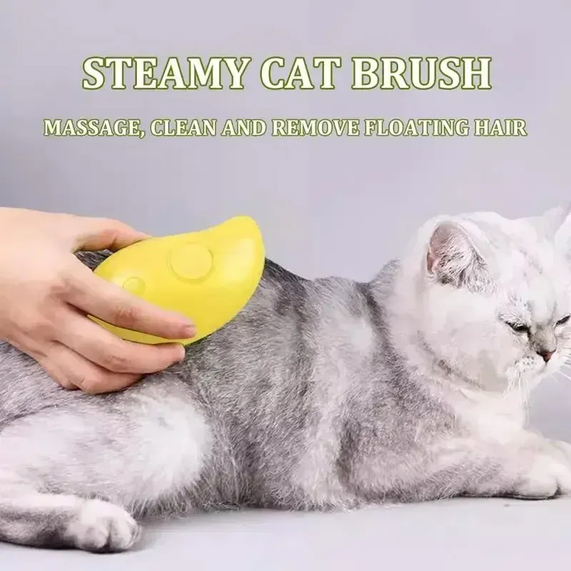 3-in-1 Pet Steamy Brush for Dogs & Cats: Electric Sprayer, Massage Comb, De-shedding Tool for Healthy Coats & Gentle Grooming thumbnail 2