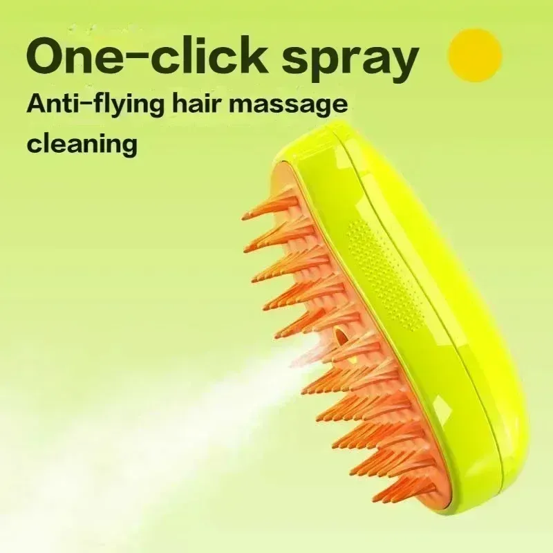 3-in-1 Pet Steamy Brush for Dogs & Cats: Electric Sprayer, Massage Comb, De-shedding Tool for Healthy Coats & Gentle Grooming thumbnail 4