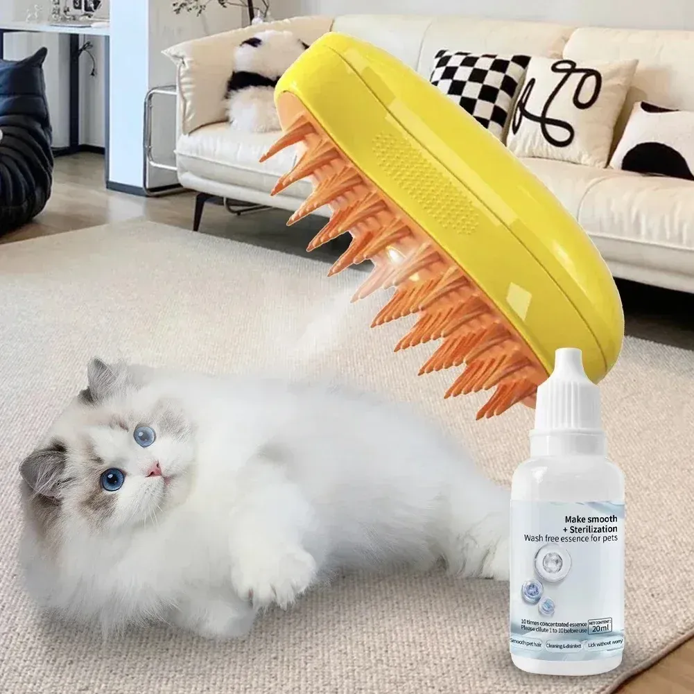 3-in-1 Pet Steamy Brush for Dogs & Cats: Electric Sprayer, Massage Comb, De-shedding Tool for Healthy Coats & Gentle Grooming showcase 13