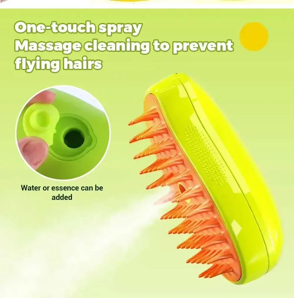 3-in-1 Pet Steamy Brush for Dogs & Cats: Electric Sprayer, Massage Comb, De-shedding Tool for Healthy Coats & Gentle Grooming showcase 6