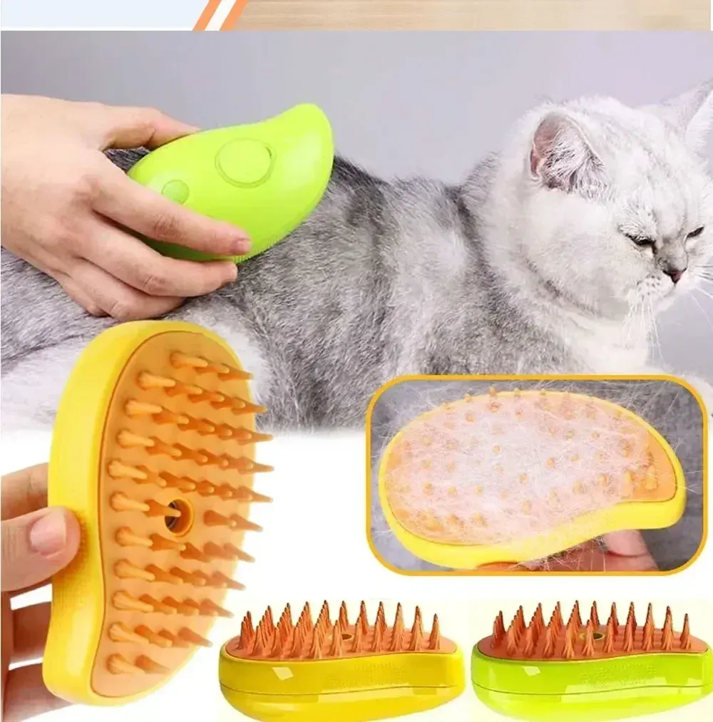 3-in-1 Pet Steamy Brush for Dogs & Cats: Electric Sprayer, Massage Comb, De-shedding Tool for Healthy Coats & Gentle Grooming showcase 5