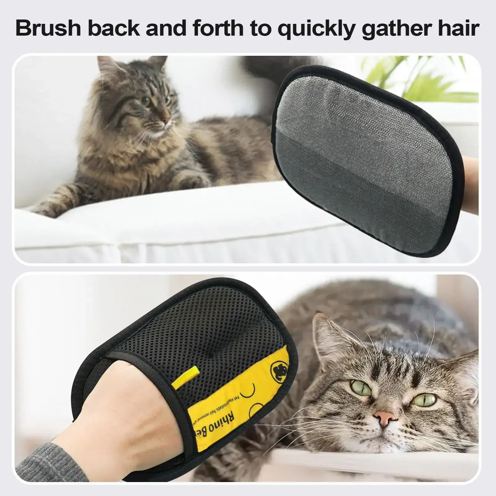 2pcs Pet Grooming Gloves - Electrostatic Hair Removal Brush for Cats & Dogs, Ideal for Sofa, Carpet, Clothes - Double-Sided Lint Remover Tool thumbnail 2