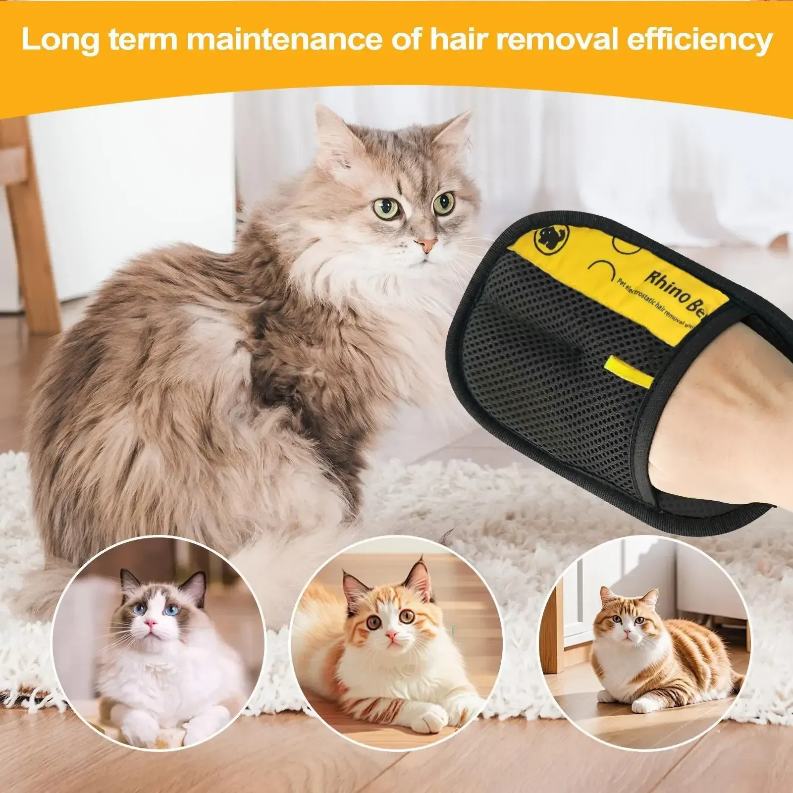 2pcs Pet Grooming Gloves - Electrostatic Hair Removal Brush for Cats & Dogs, Ideal for Sofa, Carpet, Clothes - Double-Sided Lint Remover Tool thumbnail 4