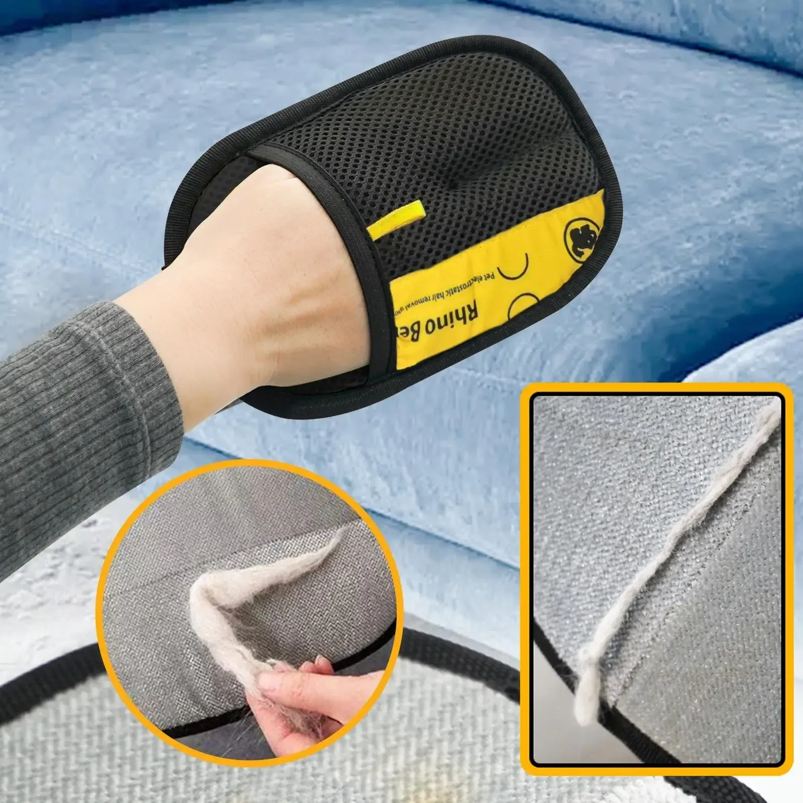 2pcs Pet Grooming Gloves - Electrostatic Hair Removal Brush for Cats & Dogs, Ideal for Sofa, Carpet, Clothes - Double-Sided Lint Remover Tool thumbnail 5